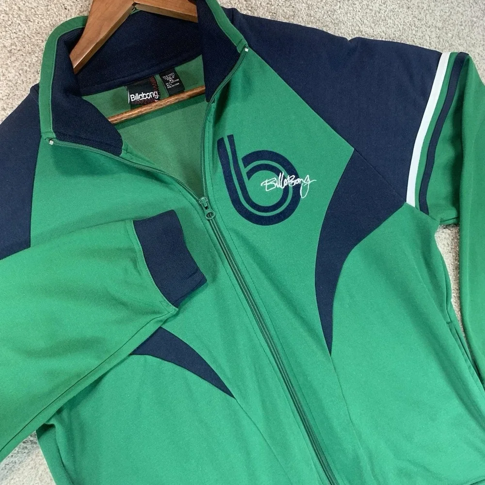 VTG Y2K Billabong Zip Up Jacket XL Green Blue Logo‎